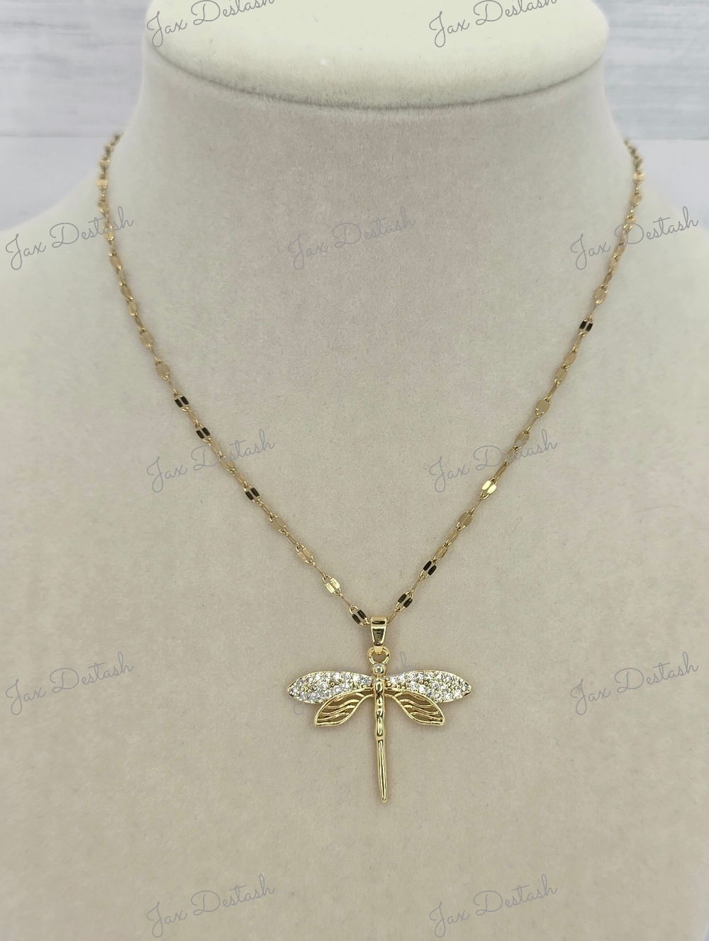 Stainless Steel Gold Tone Dragonfly Pendant Necklace NK5800